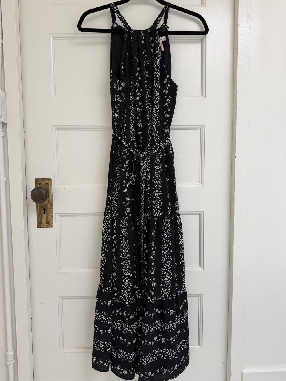 BCBGeneration Black Maxi Dress with White Floral Print